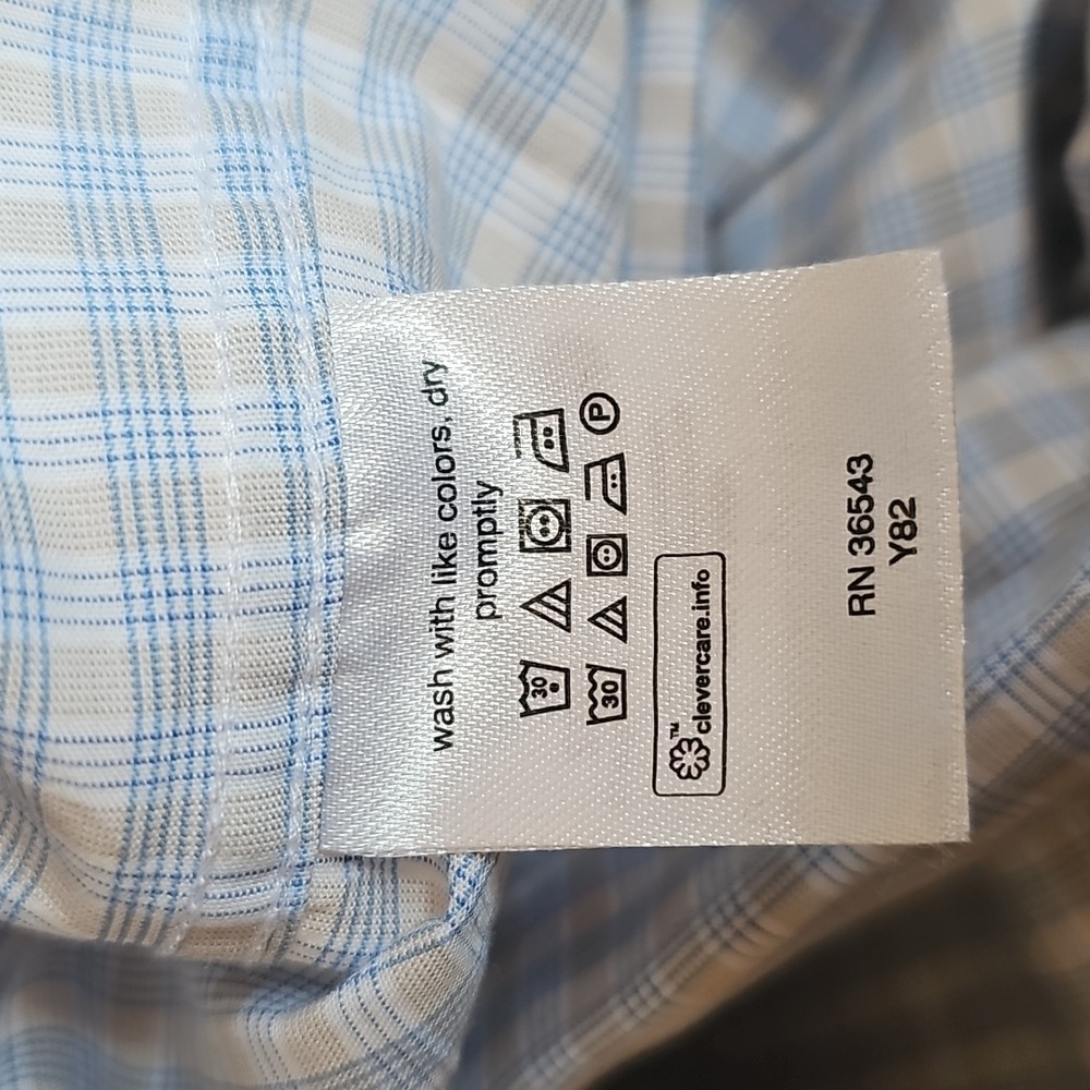 Michael Kors Slim Fit Blue Tan Button Down Dress Shirt Mens Size XL 17-1/2 34-35 - Picture 11 of 13